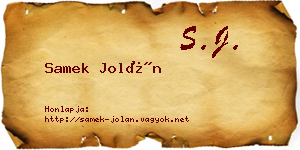 Samek Jolán névjegykártya
