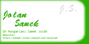 jolan samek business card